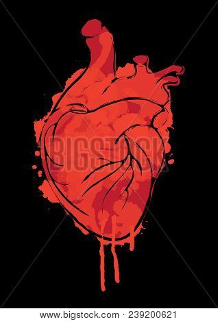 318x470 Vector Red Graphic Abstract Illustration Of Human Heart - Bloody Heart Drawing
