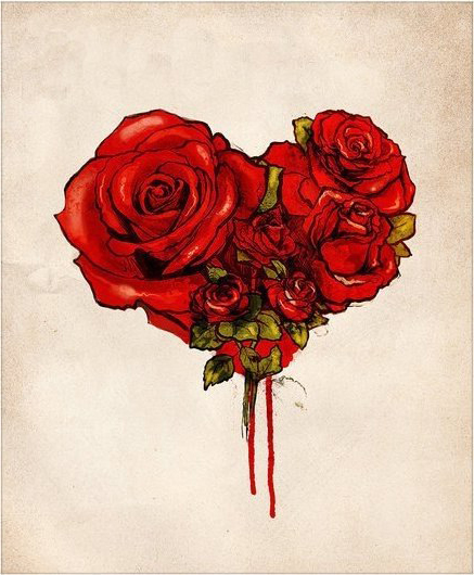 437x530 bloody flowed heart rose drawing tattoo best tattoo ideas gallery - Bloody Heart Drawing