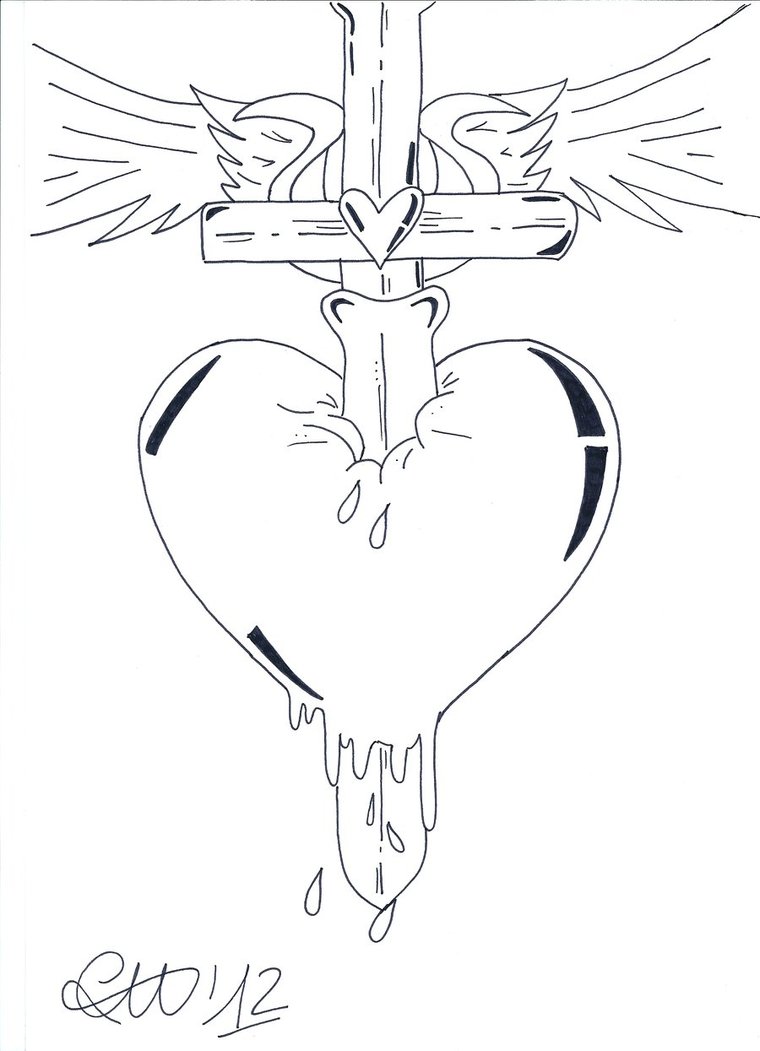 760x1051 bloody heart drawing - Bloody Heart Drawing