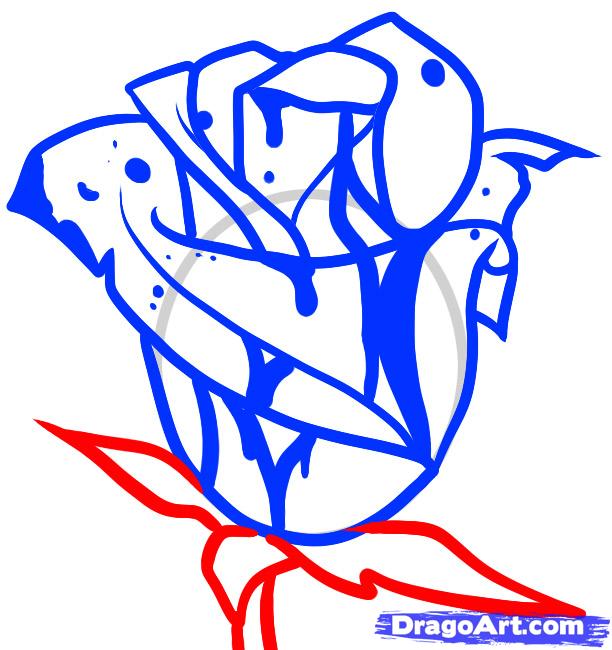 612x650 how to draw a bloody rose, step - Bloody Rose Drawing