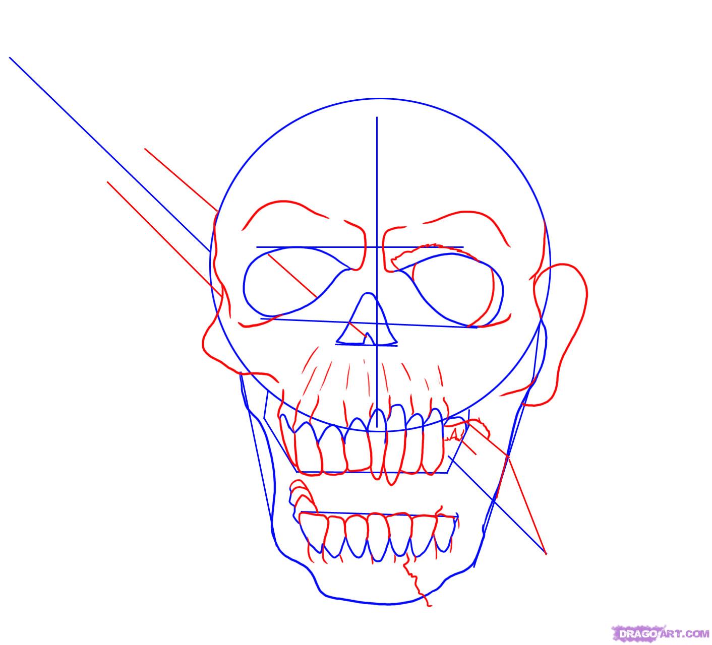 1412x1280 Draw A Bloody Skull, Step - Bloody Skull Drawing