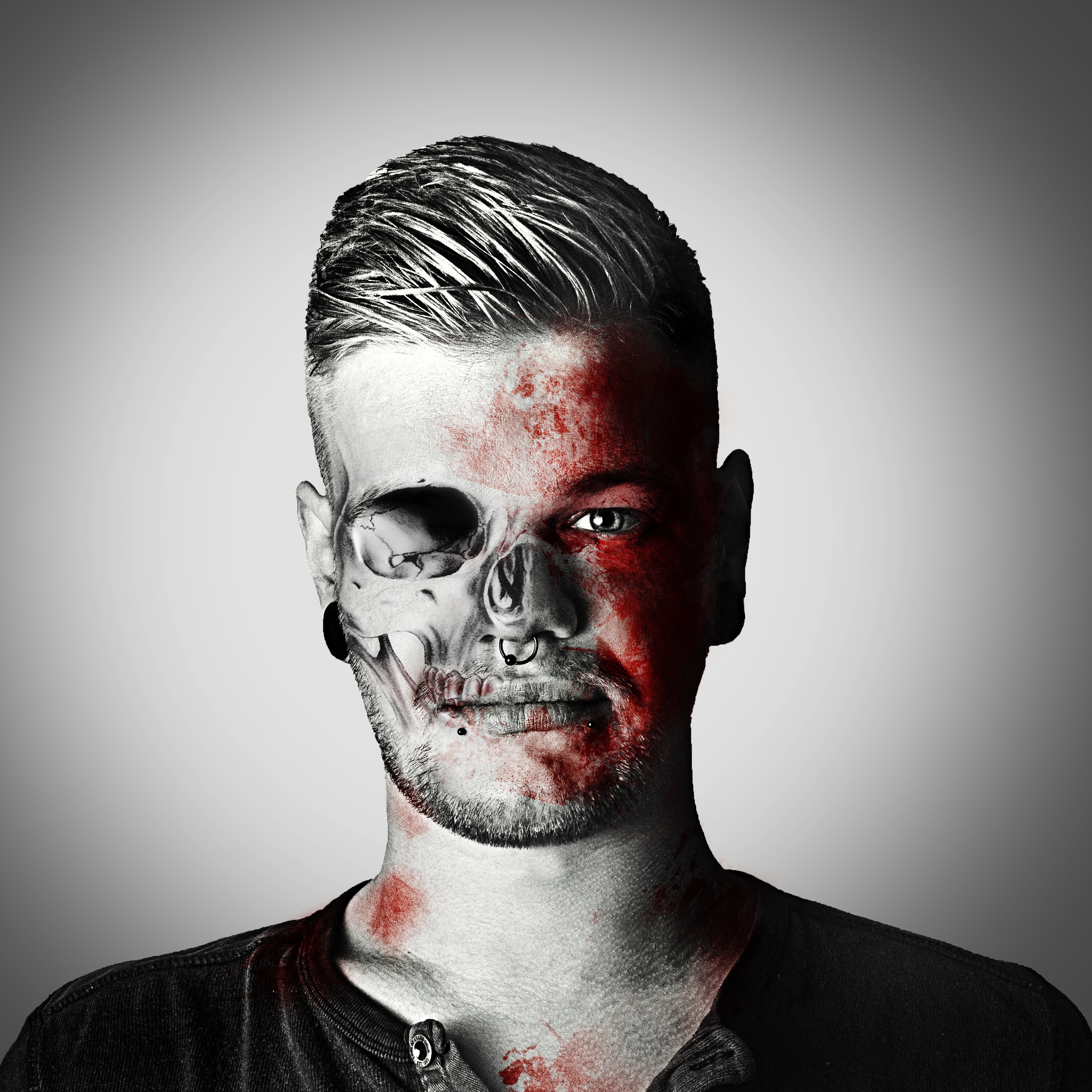 3034x3034 Free Images Light, Black And White, Portrait, Human, Arm, Skull - Bloody Skull Drawing