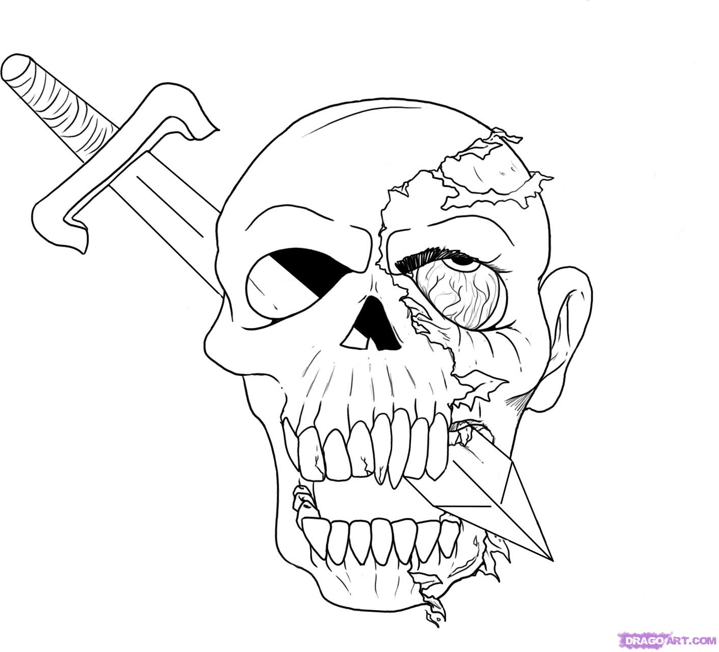 1412x1280 How To Draw A Bloody Skull, Step - Bloody Skull Drawing