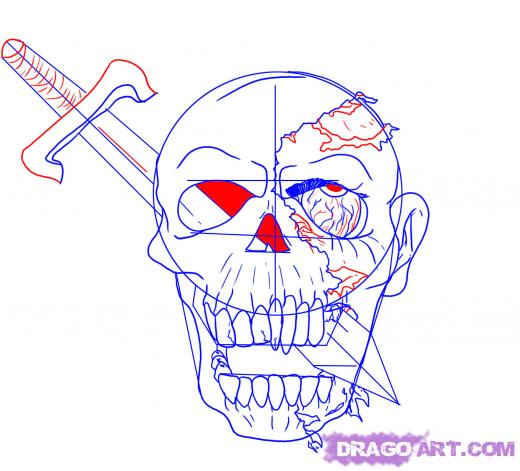 520x471 Learn How To Draw A Bloody Skull, Skulls, Pop Culture, Free Step - Bloody Skull Drawing
