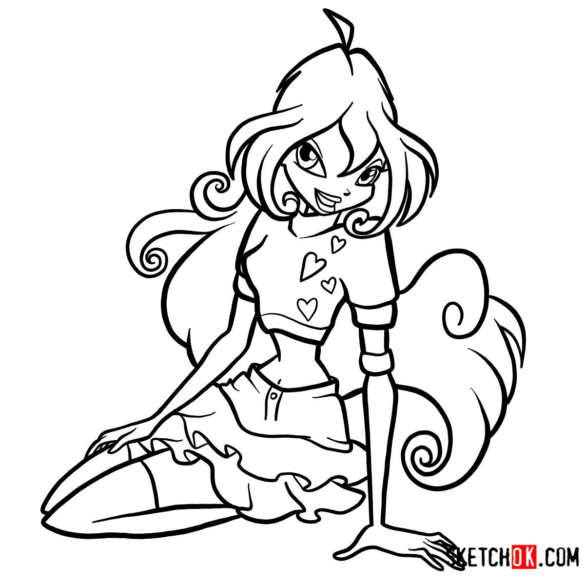 1200x1200 How To Draw Bloom Fire Fairy Sitting And Smiling - Bloom Drawing