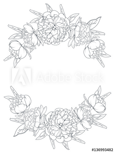375x500 spring summer peony rose blooming flowers vintage border frame - Blooming Rose Drawing