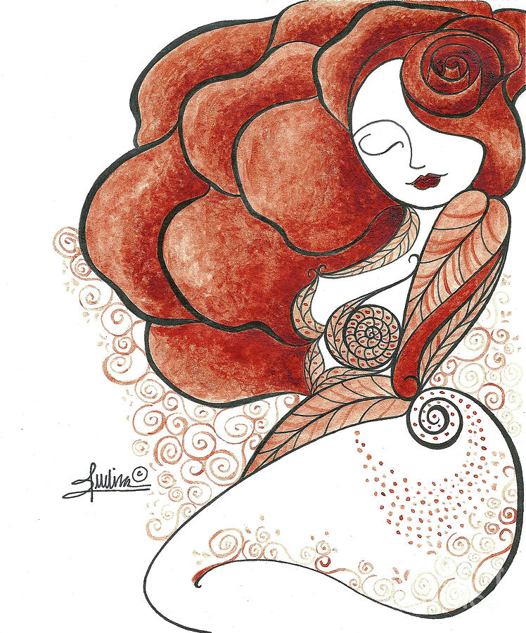 748x900 the unfolding of the blooming rose red goddess mixed media - Blooming Rose Drawing