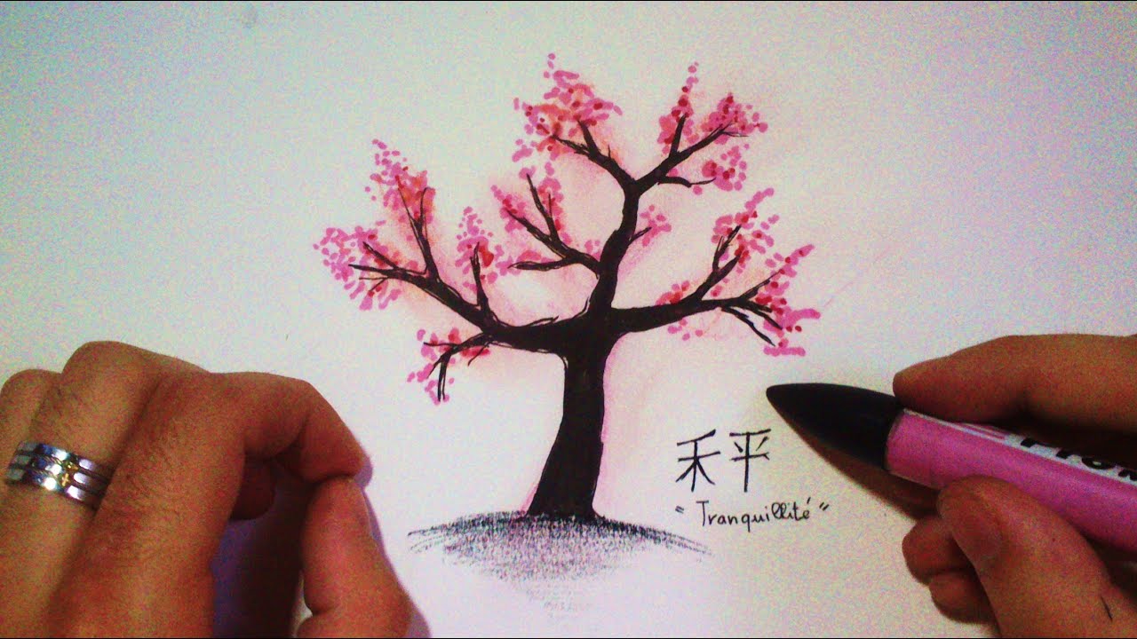 1280x720 How To Draw A Japanese Cherry Tree - Blossom Tree Drawing