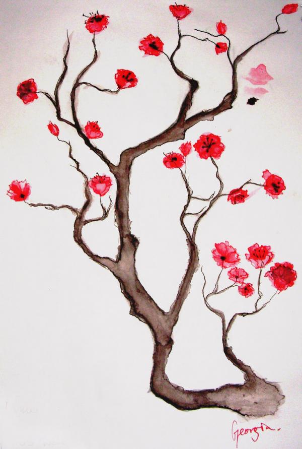 600x891 Simple Cherry Blossom Tree Branch Tattoo Drawing - Blossom Tree Drawing