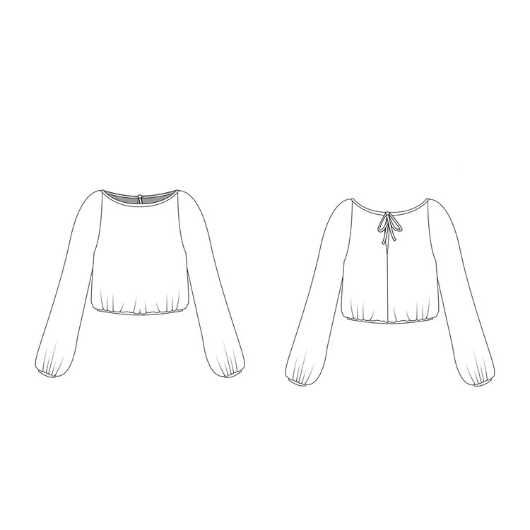 750x750 raglan blouse - Blouse Flat Drawing