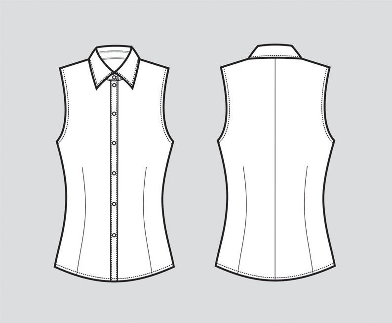 794x653 blouse shirt vector fashion flat sketch adobe illustrator etsy - Blouse Flat Drawing