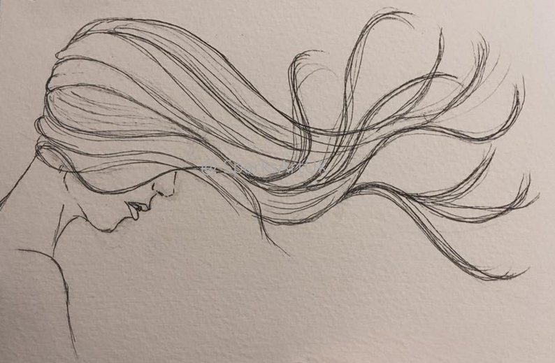 794x519 blow dry lines print of original ink line drawing hair etsy - Blow Drawing