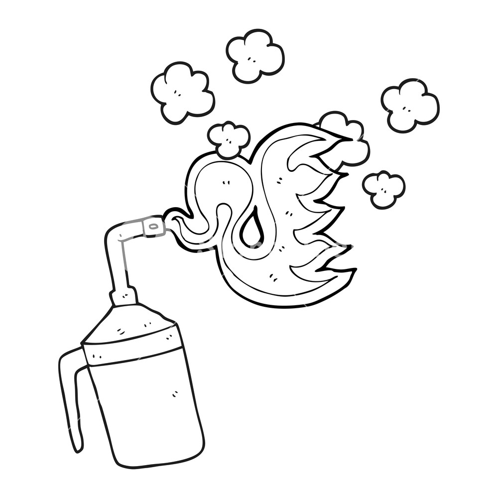 1000x1000 freehand drawn black and white cartoon blow torch royalty free - Blow Drawing