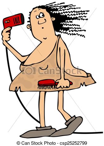 336x470 cave woman blow drying her hair this illustration depicts a cave - Blow Dryer Drawing
