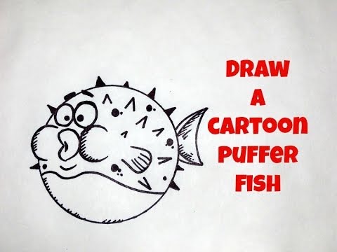 480x360 Easy How To Draw A Cartoon Puffer Fish - Blowfish Drawing