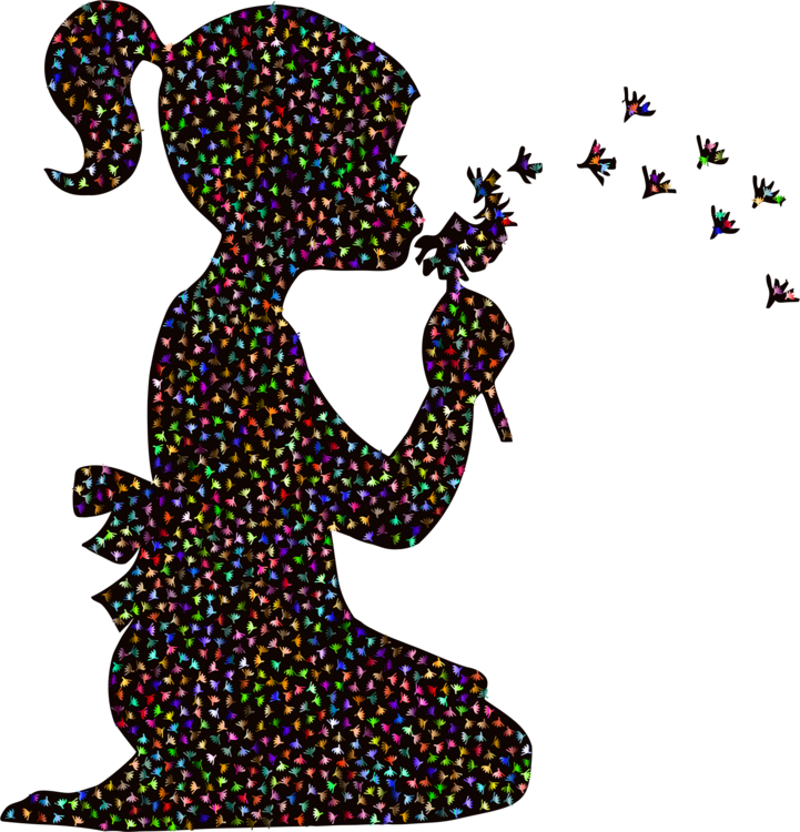 721x750 little girl blowing dandelions wall art wall designs silhouette - Blowing Dandelion Drawing