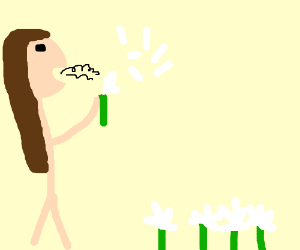 300x250 a girl blowing a dandelion drawing - Blowing Dandelion Drawing