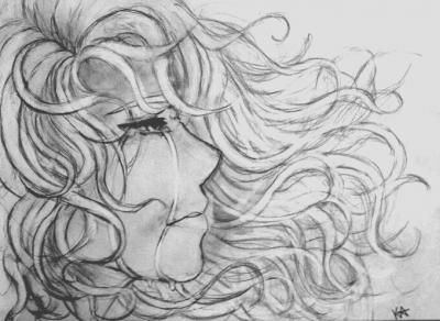 400x292 sad girl with wind blown hair drawing tattoo - Blowing Hair Drawing
