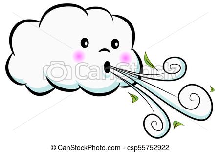 450x311 An Image Of A Cute Cloud Blowing Wind Isolated On White - Blowing Wind Drawing