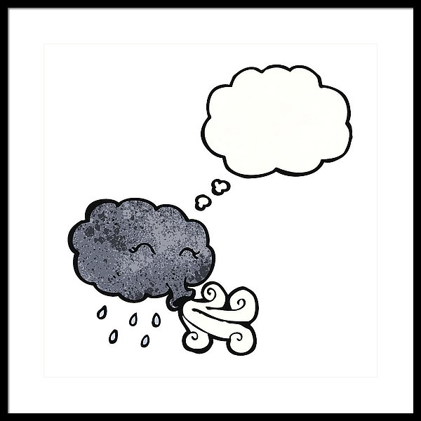 600x600 Cartoon Storm Cloud Blowing Wind Framed Print - Blowing Wind Drawing