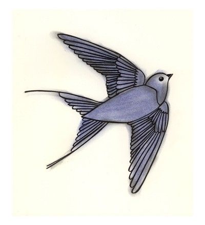 400x439 Sandra - Blue Bird Flying Drawing