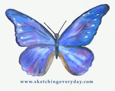 400x318 drawing everyday blue morpho butterfly - Blue Butterfly Drawing