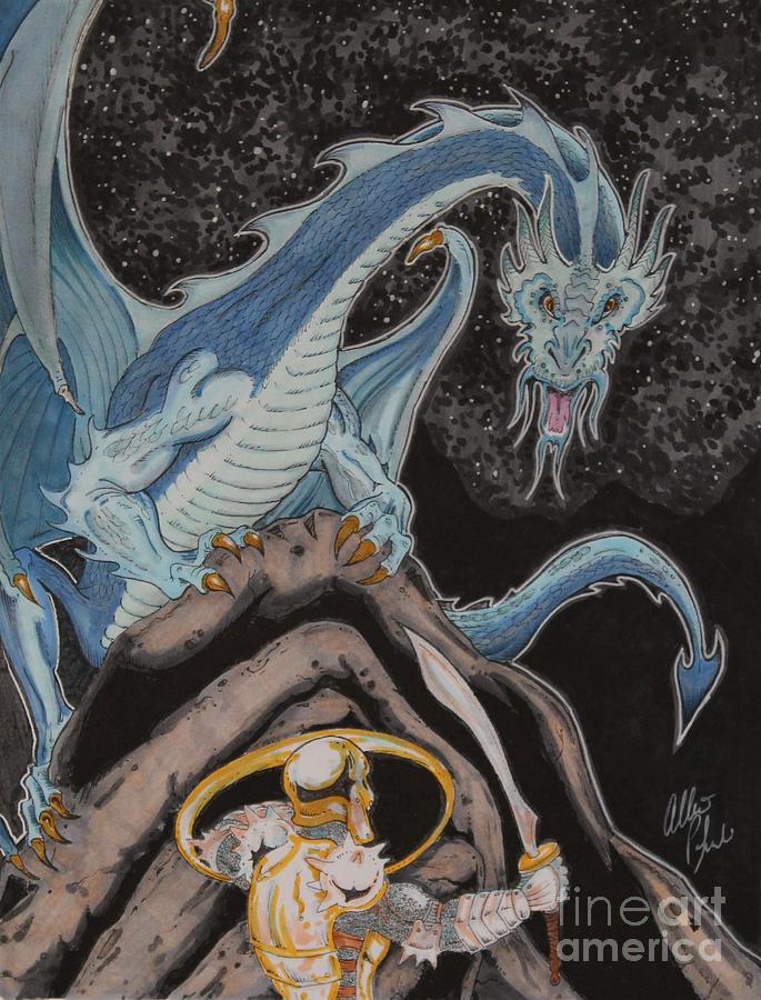 685x900 Blue Dragon Vs Knight Drawing - Blue Dragon Drawing