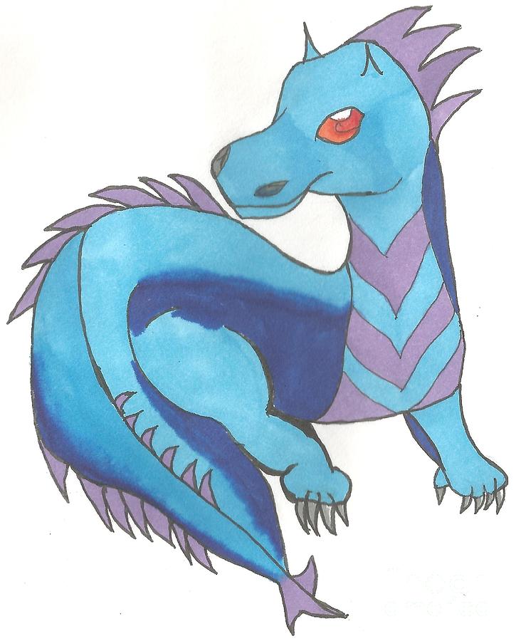 725x900 Little Blue Dragon Drawing - Blue Dragon Drawing