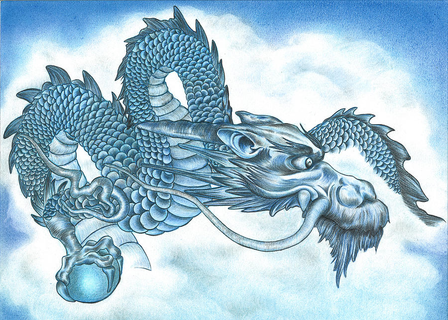 900x642 The Blue Dragon Drawing - Blue Dragon Drawing