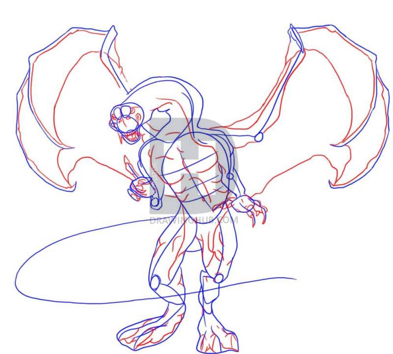 800x720 An Easy Way To Draw A Blue Dragon, Step - Blue Dragon Drawing