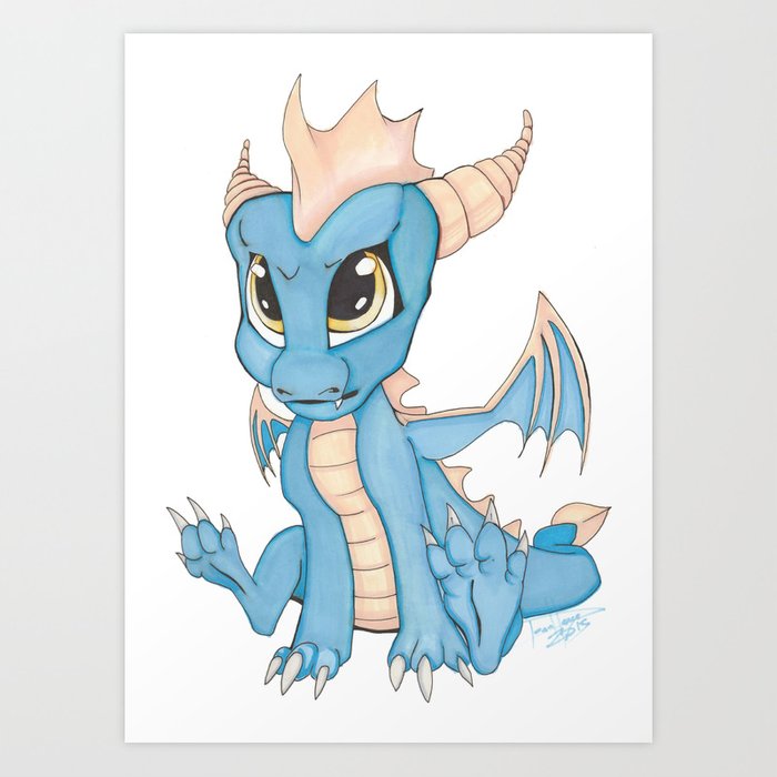 700x700 Blue Dragon Chibi Art Print - Blue Dragon Drawing