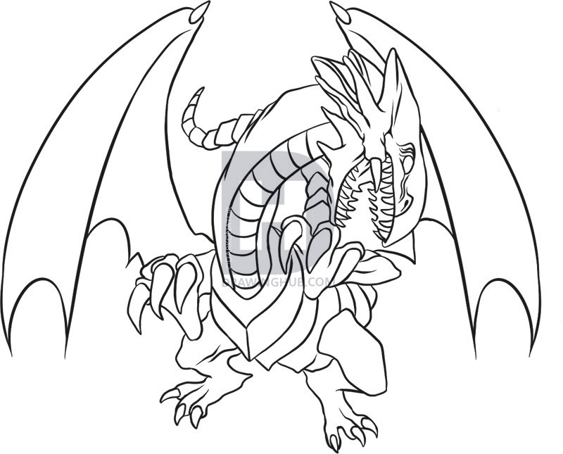 800x645 how to draw blue eyes white dragon, step - Blue Eyes Drawing
