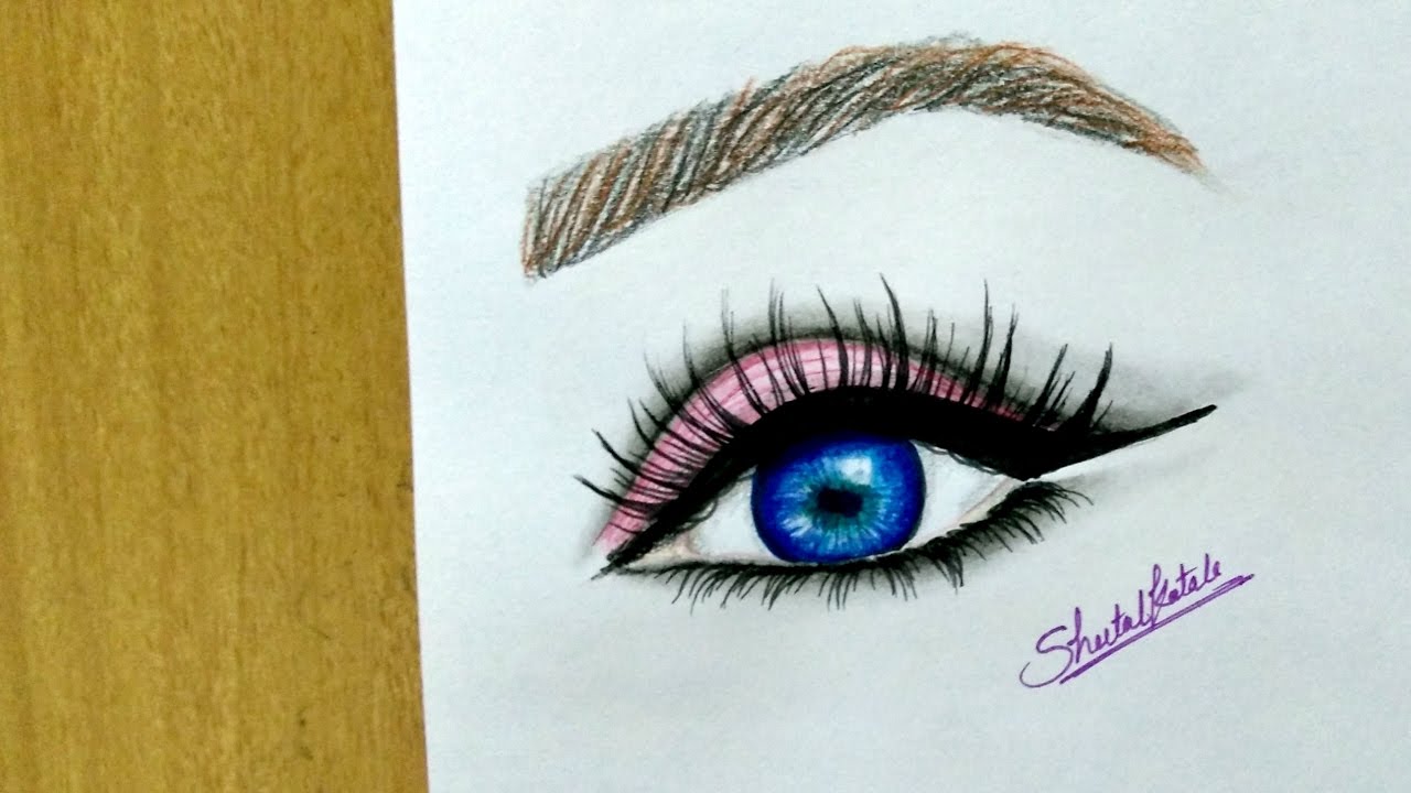 1280x720 how to draw easy beautiful realistic blue eyes drawing tutorial - Blue Eyes Drawing