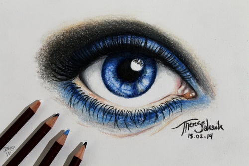 500x333 Eyes - Blue Eyes Drawing