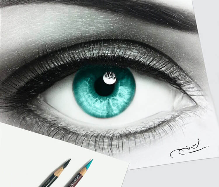 750x640 Blue Eye Drawing - Blue Eyes Drawing