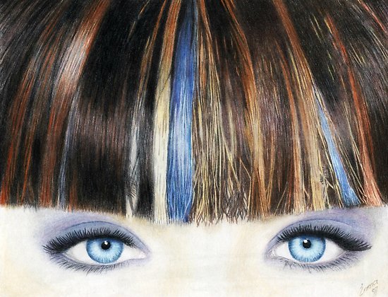 550x420 blue eyes coloured pencil drawing - Blue Eyes Drawing