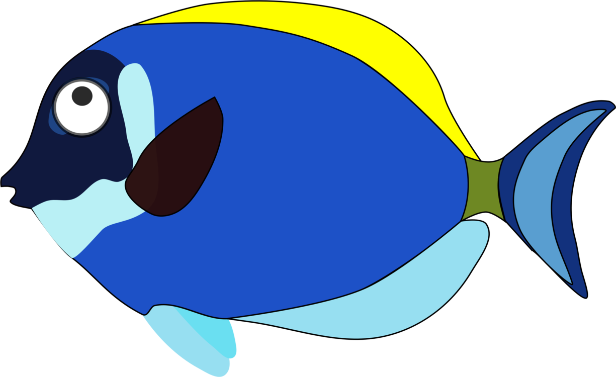 1225x750 Fish Cartoon Drawing Download Cc0 - Blue Fish Drawing