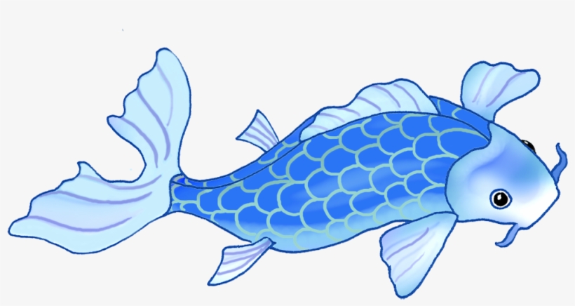 820x436 Very Blue Koi Fish Two - Blue Fish Drawing