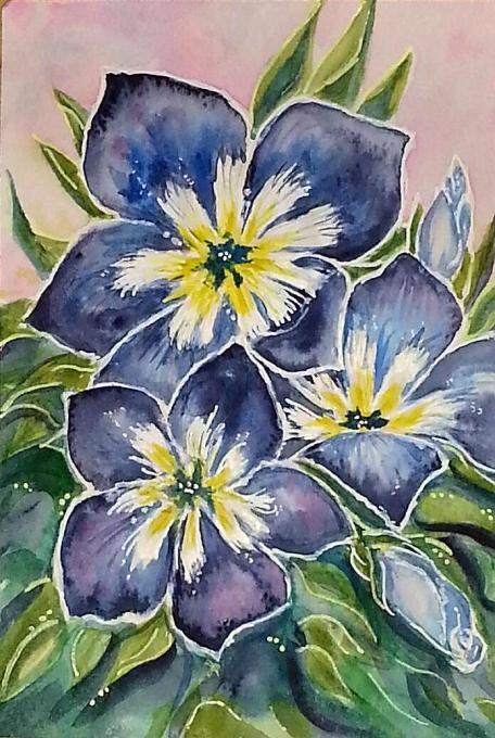 Blue Flower Drawing at PaintingValley.com | Explore collection of Blue ...