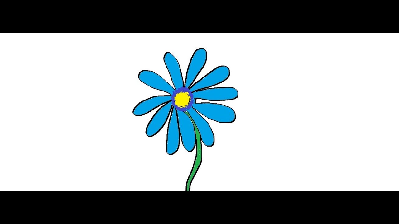 1280x720 Easy Kids Drawing Lessons How To Draw Flower - Blue Flower Drawing