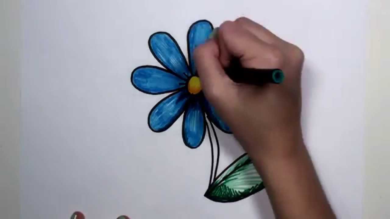 1280x720 How To Draw Flower Step - Blue Flower Drawing