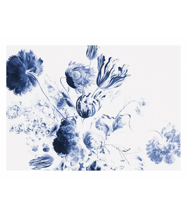 650x750 Wall Mural Royal Blue Flowers X Cm - Blue Flower Drawing