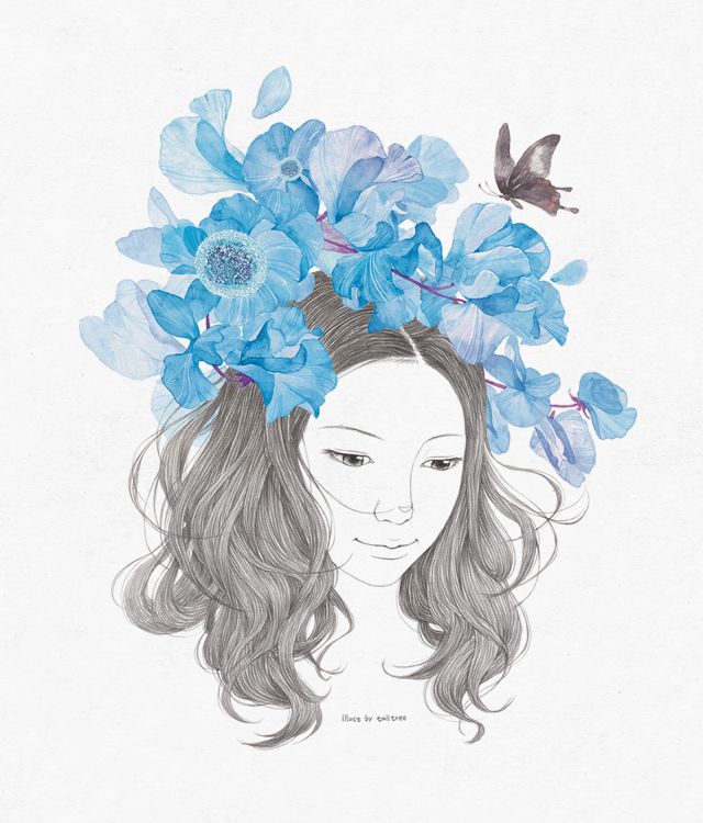 640x750 blue flower drawing illustration sketches, drawings, art - Blue Flower Drawing