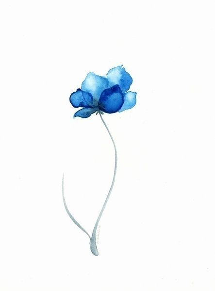 443x600 lovely watercolor blue flower cards watercolor, tattoos, small - Blue Flower Drawing