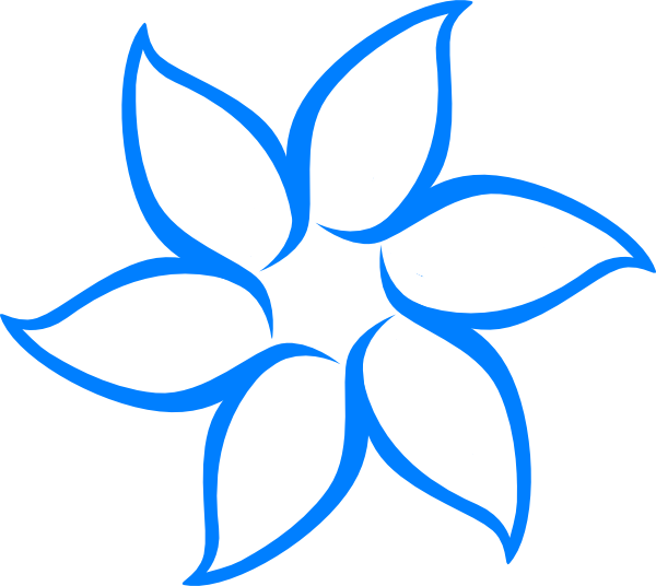 600x536 blue flower outline clip art - Blue Flower Drawing