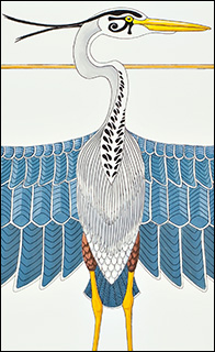 196x320 Kim Russell Original Drawings Ink And Acrylic Drawings Bird - Blue Heron Drawing