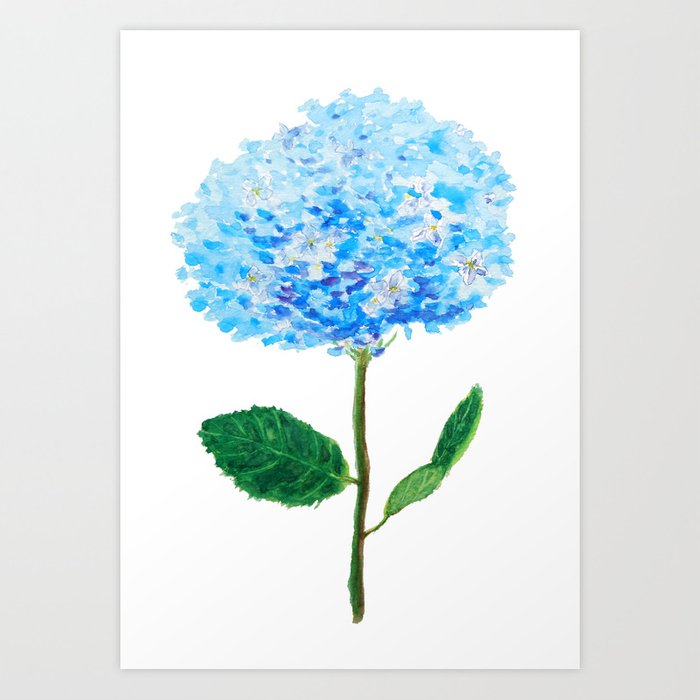 700x700 Abstract Blue Hydrangea Watercolor Art Print - Blue Hydrangea Drawing