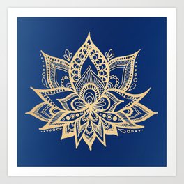 264x264 Lotus Drawing Art Prints - Blue Lotus Flower Drawing