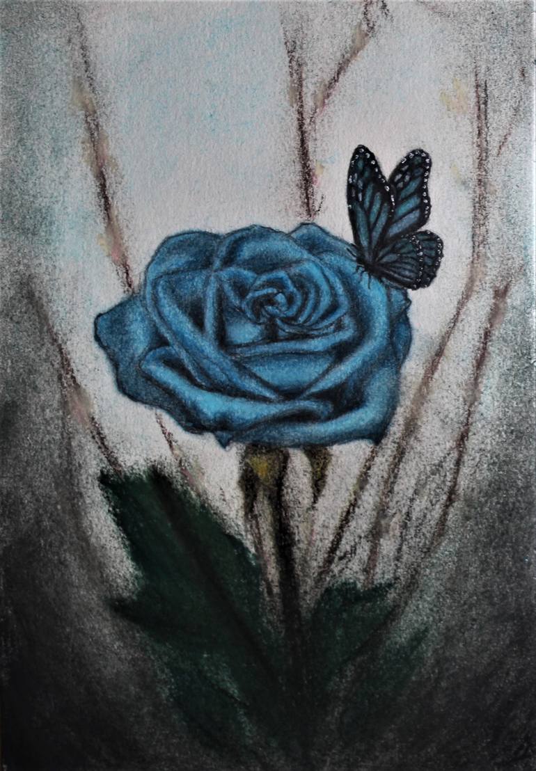 770x1108 Blue Rose Drawing - Blue Rose Drawing