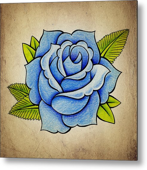 493x572 Blue Rose Metal Print - Blue Rose Drawing
